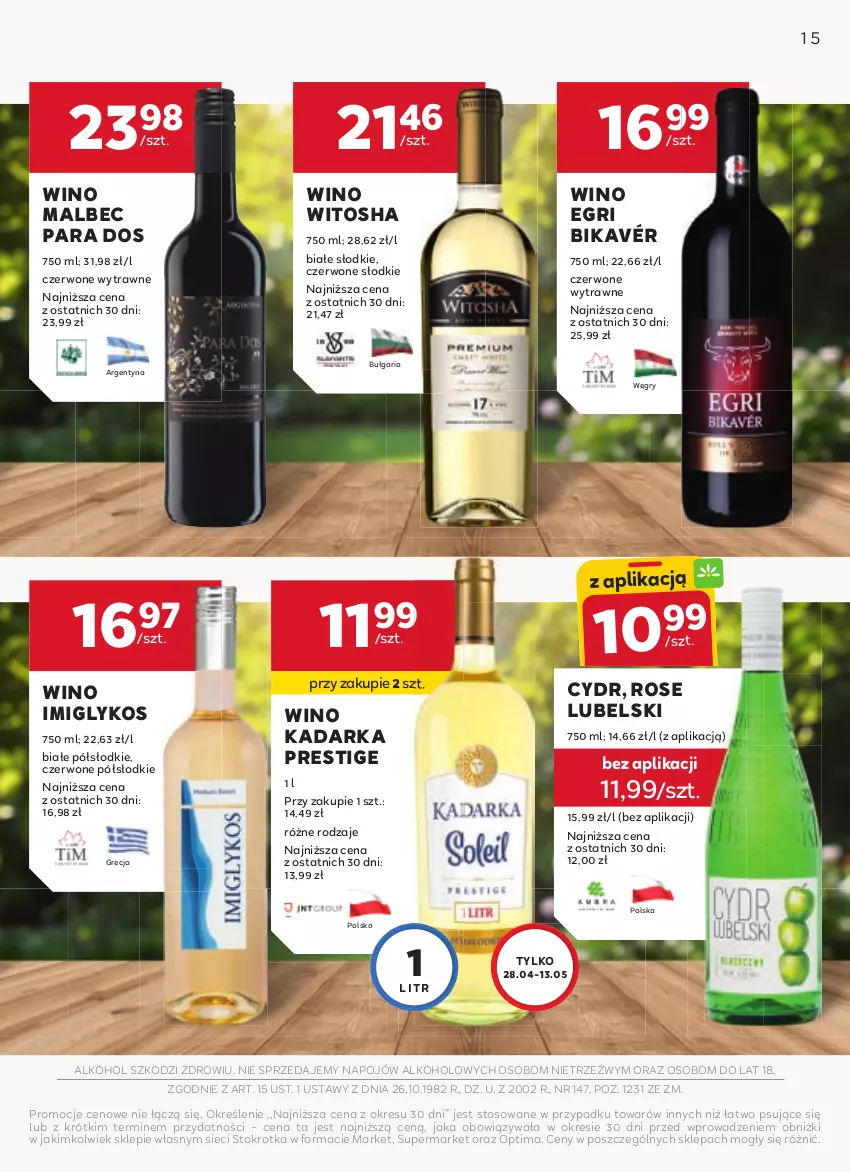 Gazetka promocyjna Stokrotka - W dobrym smaku! - ważna 16.04 do 13.05.2026 - strona 15 - produkty: Gry, Optima, Wino