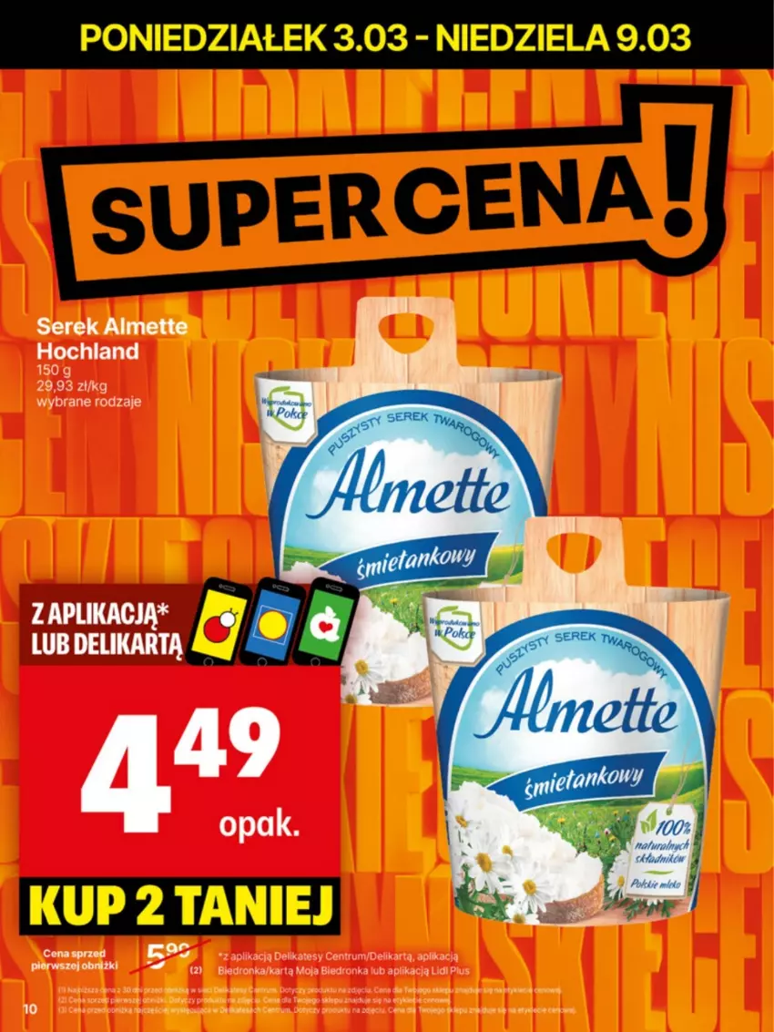 Gazetka promocyjna Delikatesy Centrum - NOWA GAZETKA Delikatesy Centrum od 3 marca! 3-9.03.2025 - ważna 03.03 do 09.03.2025 - strona 10 - produkty: Almette, Dron, Hochland, Rum, Ser, Serek