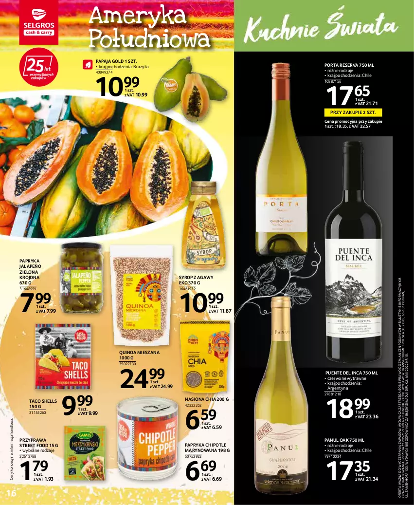 Gazetka promocyjna Selgros - Katalog Kuchnie Świata - ważna 22.04 do 31.12.2022 - strona 16 - produkty: Chia, Fa, Papaja, Papryka, Papryka jalapeño, Por, Quinoa, Ser, Syrop, Tran