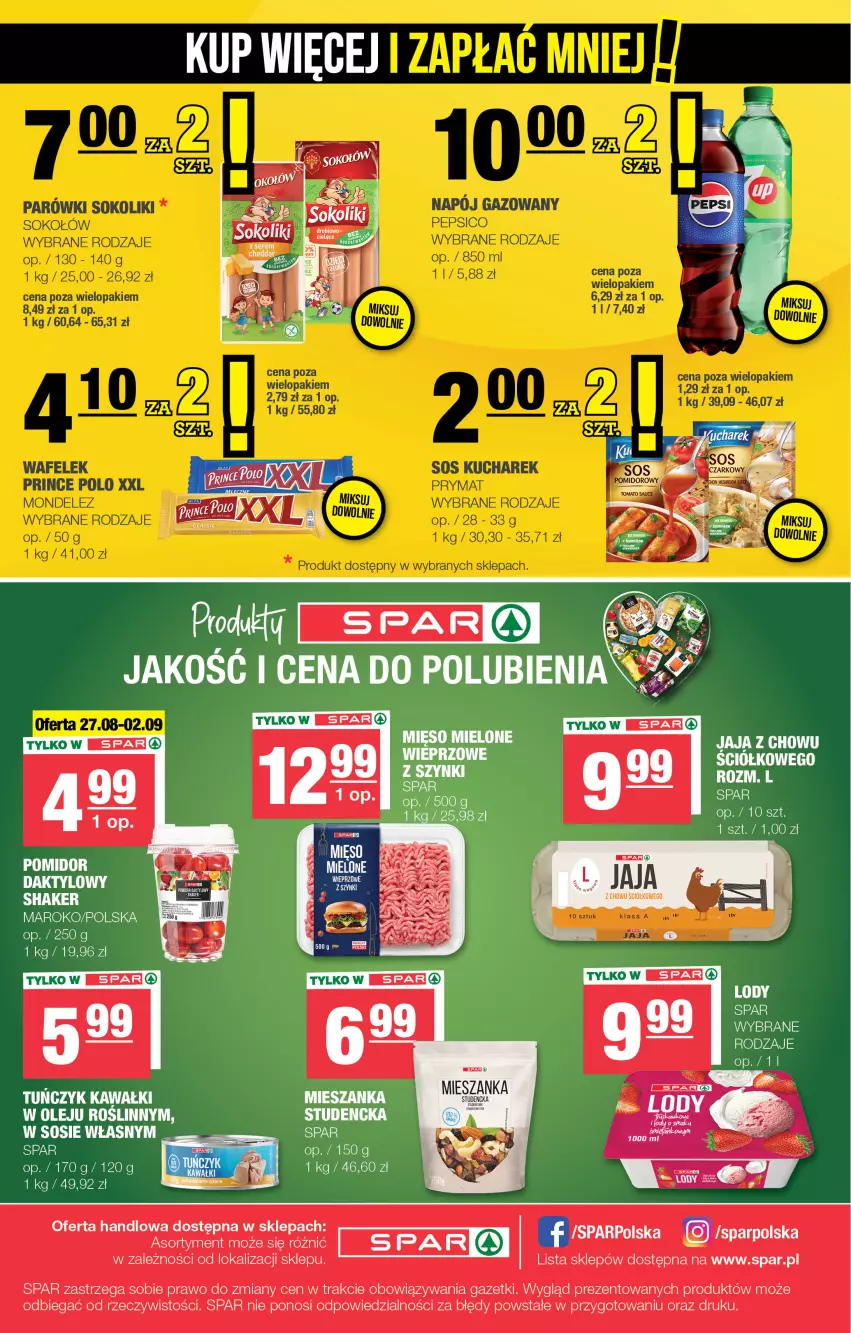 Gazetka promocyjna Spar - Spar - ważna 24.08 do 03.09.2025 - strona 8 - produkty: Jaja, Kawa, Lody, Mięso, Mięso mielone, Olej, Tuńczyk