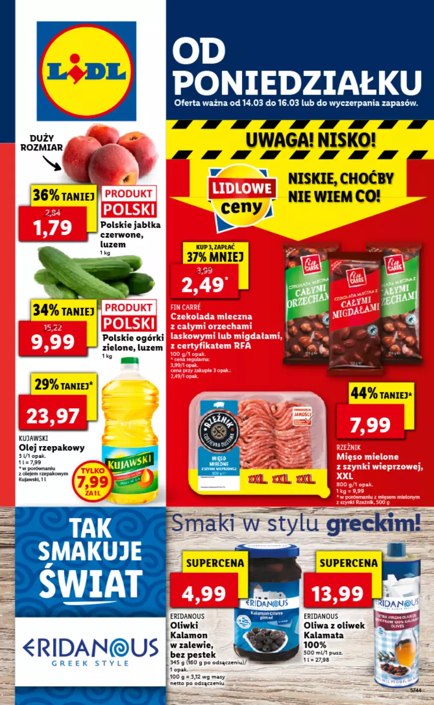 Gazetka promocyjna Lidl - GAZETKA - ważna 14.03 do 16.03.2022 - strona 1 - produkty: Jabłka, Kujawski, Olej, Olej rzepakowy, Oliwki, Por, Stek, Waga