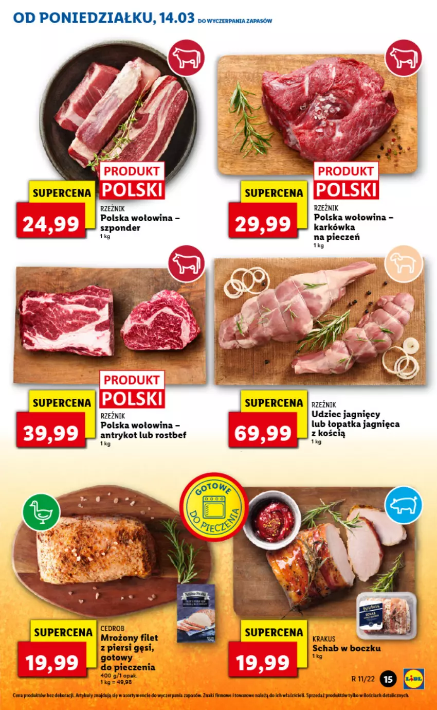 Gazetka promocyjna Lidl - GAZETKA - ważna 14.03 do 16.03.2022 - strona 15 - produkty: Krakus, LANA, Piec, Rostbef, Wołowina