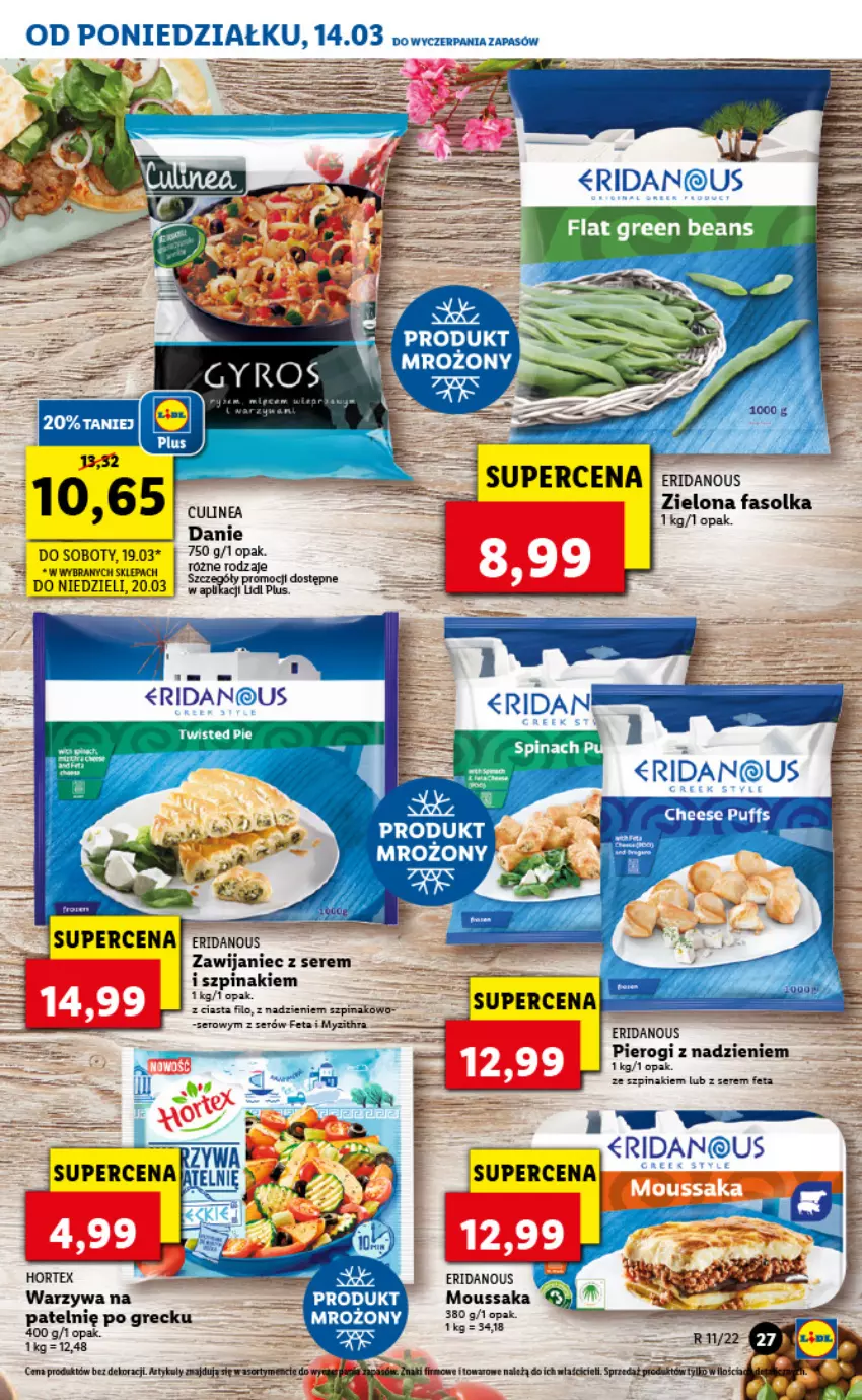 Gazetka promocyjna Lidl - GAZETKA - ważna 14.03 do 16.03.2022 - strona 27 - produkty: Fa, Feta, Pierogi, Ser, Szpinak, Warzywa