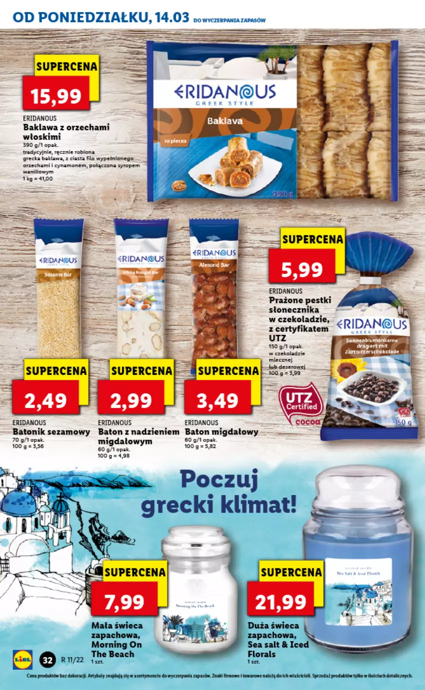 Gazetka promocyjna Lidl - GAZETKA - ważna 14.03 do 16.03.2022 - strona 32 - produkty: Baton, Deser, Flora, Ser, Sezam, Tonik