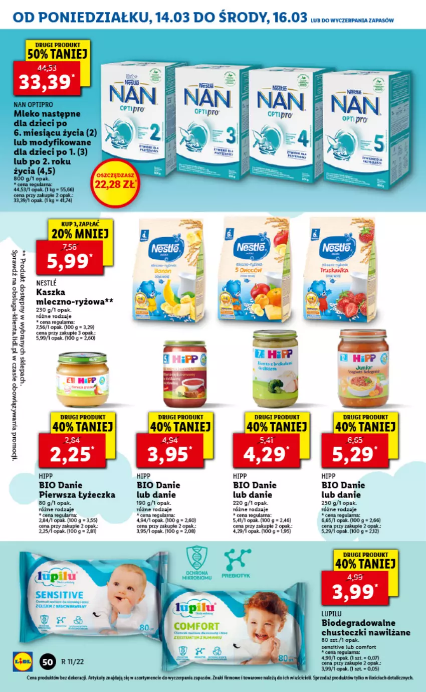 Gazetka promocyjna Lidl - GAZETKA - ważna 14.03 do 16.03.2022 - strona 50 - produkty: Chusteczki, Dzieci, Gra, HiPP, Hipp Bio, HP, Mleko, NAN Optipro, O nas, Ryż