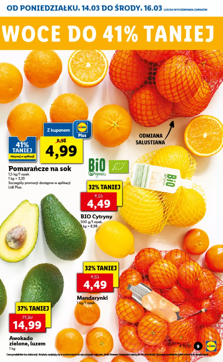 Gazetka promocyjna Lidl - GAZETKA - ważna 14.03 do 16.03.2022 - strona 9 - produkty: LUSTi, Mandarynki, Pomarańcze, Sok