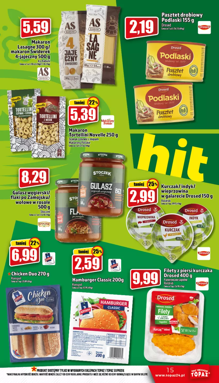 Gazetka promocyjna Topaz - Gazetka - ważna 06.10 do 12.10.2022 - strona 15 - produkty: Czosnek, Gala, Kurczak, LG, Podlaski, Szpinak, Top