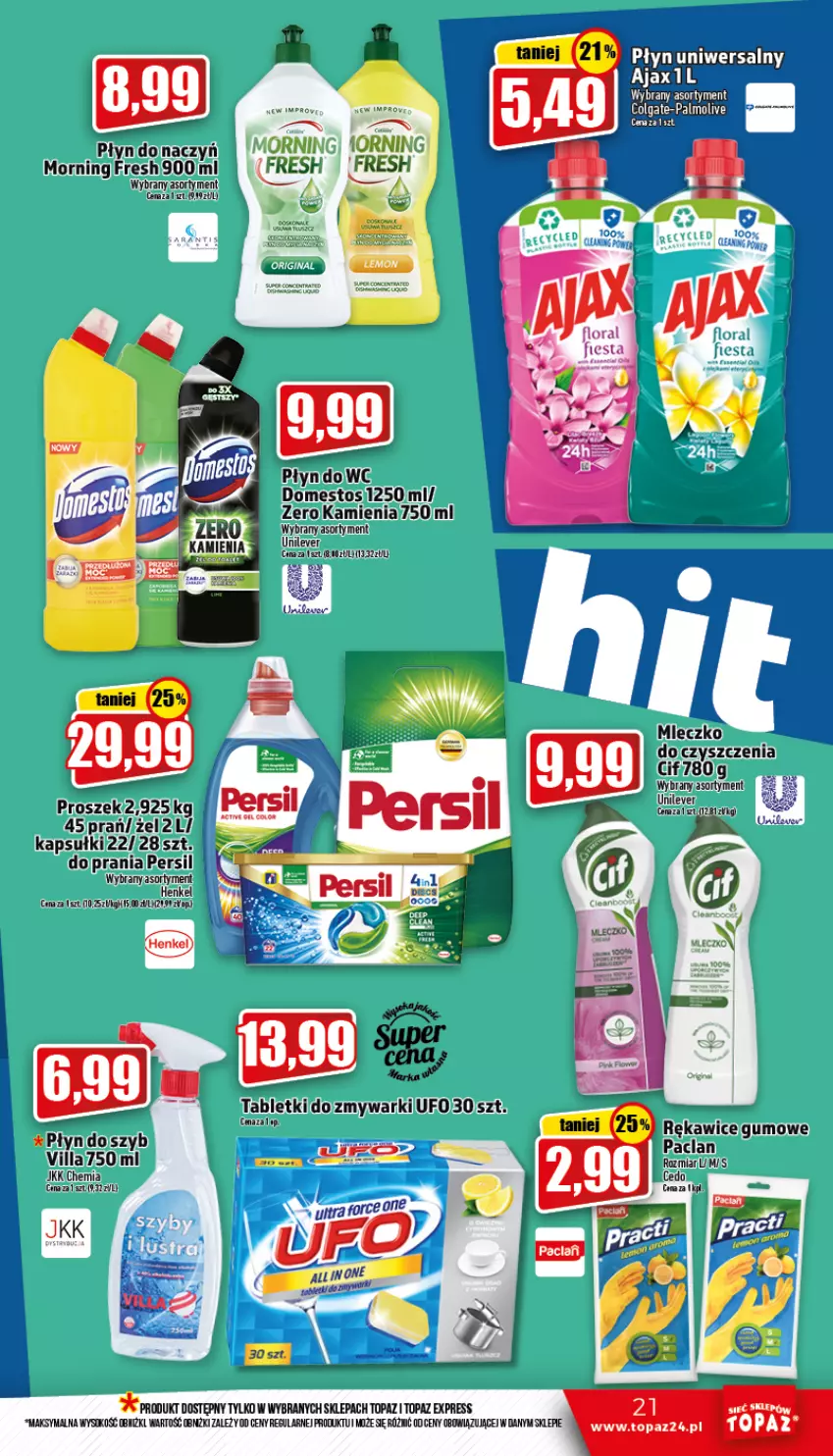 Gazetka promocyjna Topaz - Gazetka - ważna 06.10 do 12.10.2022 - strona 21 - produkty: Domestos, K2, Mleczko, Persil, Rękawice, Rum, Tablet, Tera, Top, Zmywarki