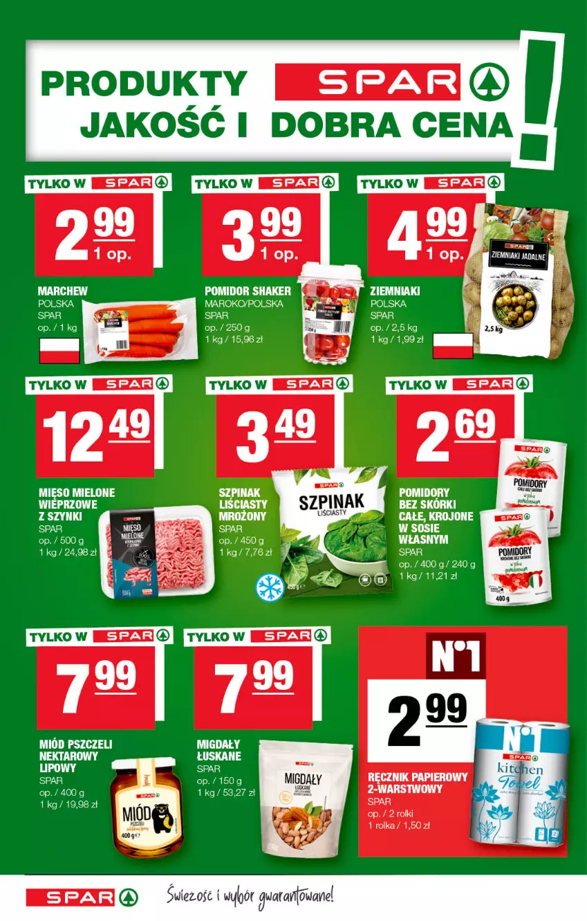 Gazetka promocyjna Spar - Spar - ważna 04.10 do 14.10.2022 - strona 10 - produkty: LG, Mięso, Mięso mielone, Miód, Papier, Por, Ręcznik, Rolki, Sos, Szpinak, Ziemniaki