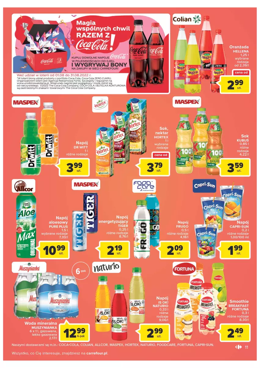 Gazetka promocyjna Carrefour - Gazetka Szalona 5 Carrefour Tarnów - ważna 02.08 do 13.08.2022 - strona 11 - produkty: Coca-Cola, Gry, Napoje, Por