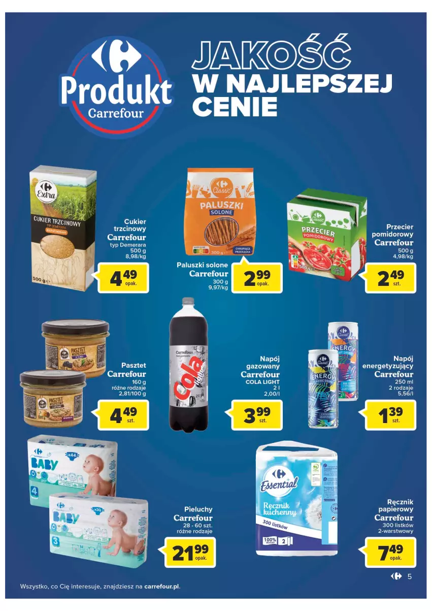 Gazetka promocyjna Carrefour - Gazetka Szalona 5 Carrefour Tarnów - ważna 02.08 do 13.08.2022 - strona 5 - produkty: Cukier, Cukier trzcinowy, Napój, Papier, Pasztet